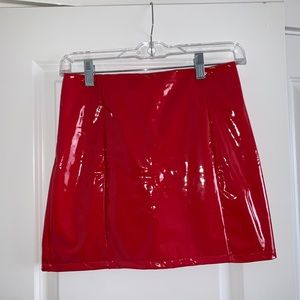 pleather red skirt